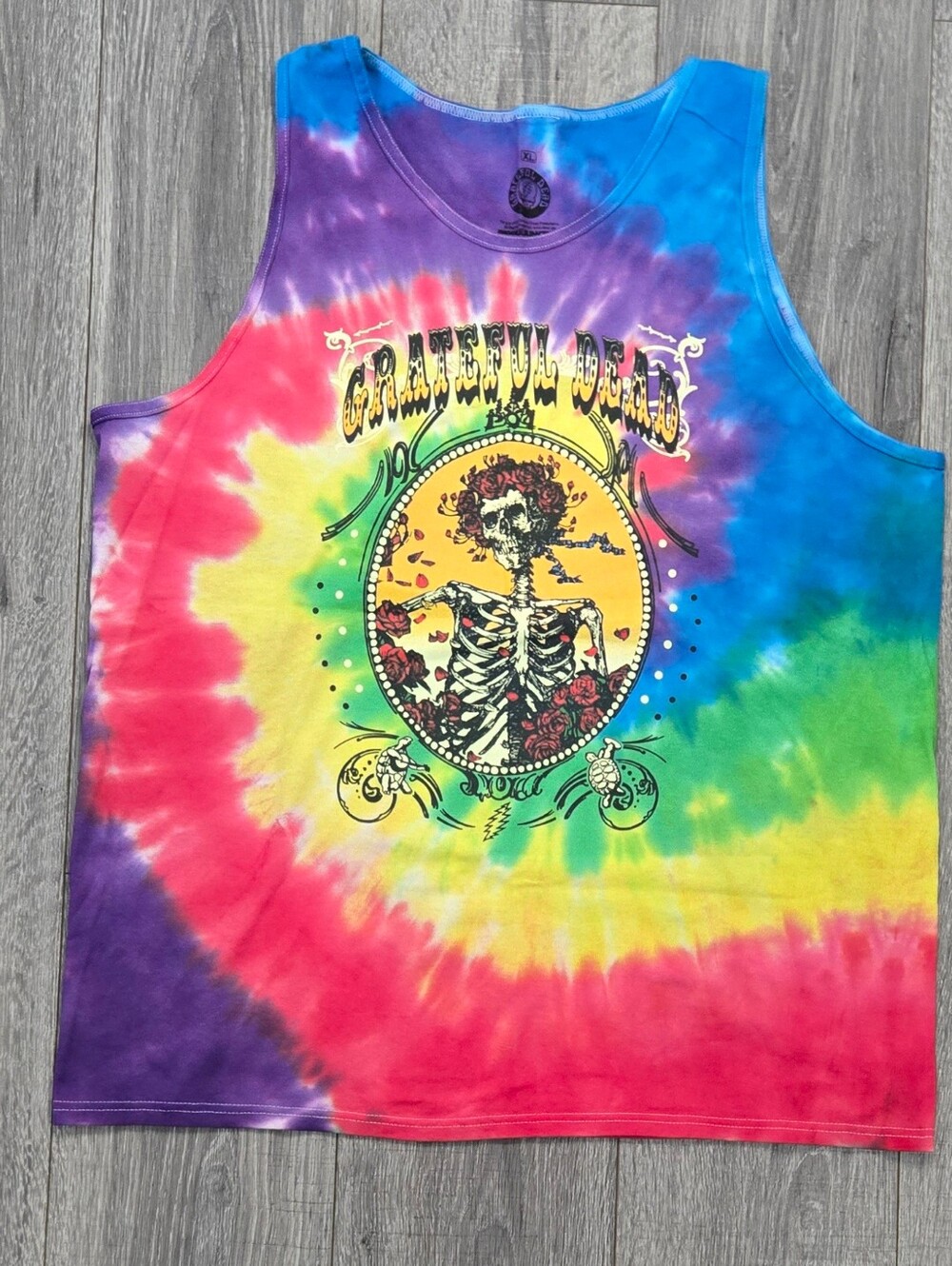 Grateful Dead Ripple Junction Bertha Skeleton Roses Tie Dye Tank Top XL